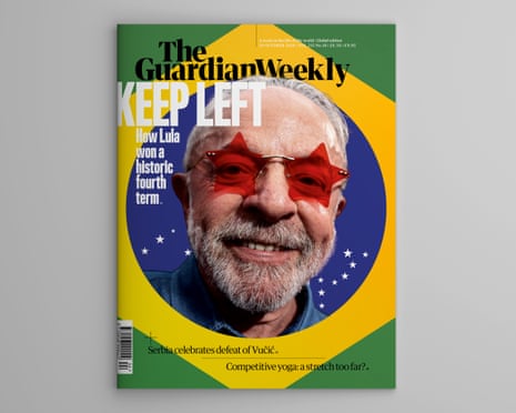The cover of the 30 October Guardian Weekly. Composite: Tuane Fernandes/Reuters/Guardian Design