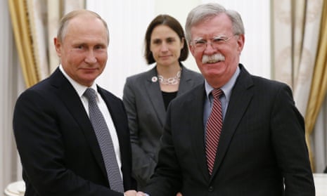 Vladimir Putin and John Bolton during a meeting in the Kremlin in Moscow, Russia on 23 October.