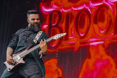 Best of the main stage … Karan Katiyar of Bloodywood.