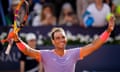 Rafael Nadal celebrates his win over Flavio Cobolli up in Barcelona