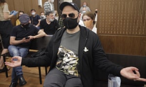 Kirill Serebrennikov sitting in court in Moscow before the verdict was delivered.