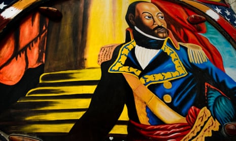The Haiti revolution leader Toussaint L'Ouverture painted on the body of a tap-tap bus operating in Port-au-Prince.