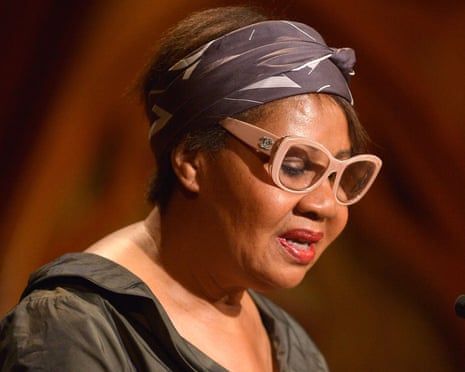 2014 W.E.B. Du Bois Medal Ceremony<br>CAMBRIDGE, MA - SEPTEMBER 30: Jamaica Kincaid attends the W.E.B. Du Bois Medal Ceremony and introduces Maya Angelou (deceased) at Harvard University's Sanders Theatre on September 30, 2014 in Cambridge, Massachusetts. (Photo by Paul Marotta/Getty Images)