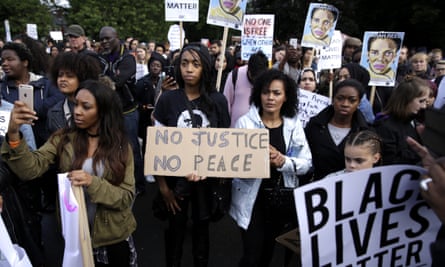 A black lives matter peaceful protest at Alexandra Park in Moss Side, Manchester.
