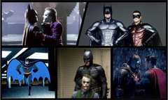 Composite image of stills from different Batman movies
