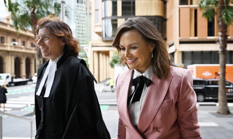 Lisa Wilkinson (right) arrives at the federal court of Australia in Sydney on Monday.