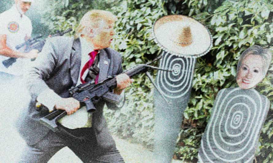 The picture of 'Trump' holding a rifle is one of the most politically sensitive pictures.