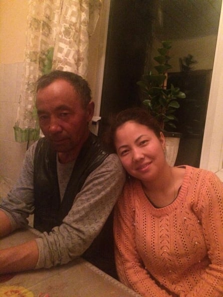 Bota Kussaiyn with her father, Sagymubai, who was sent to a re-education camp in December.