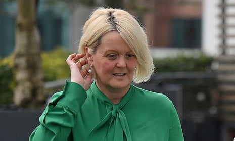Alison Rose at NatWest's headquarters in London, on 21 March 2023, wearing bright green blouse