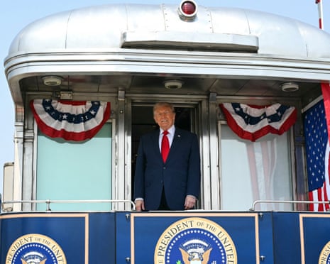 Donald Trump on his way to attend the grand opening of the Theodore Roosevelt Presidential Library in Medora, North Dakota.