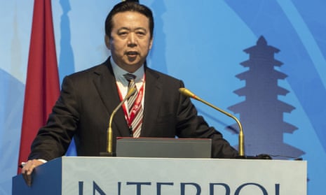 Meng Hongwei speaks at the Interpol general assembly in 2016.