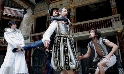 Ed Hogg, Liz Collier, Mark Rylance and Alex Hassell in The Tempest at Shakespeare’s Globe in 2005.