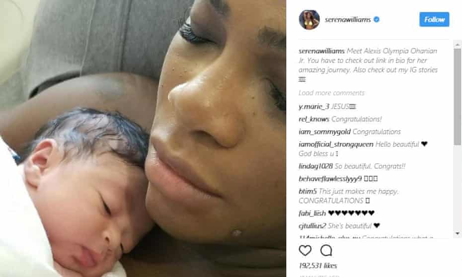 Serena Williams cradles her newborn daughter Alexis