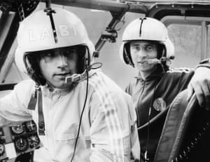 In the cockpit of a naval helicopter with Bernd Hoelzenbein.