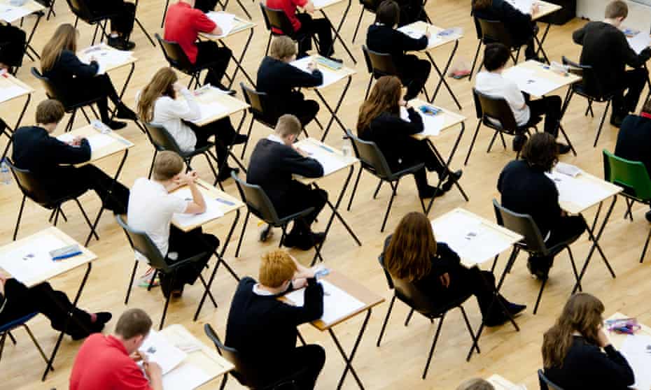 pupils in an exam hall