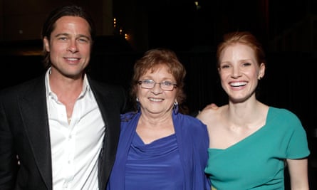 Chastain with Brad Pitt and her grandmother