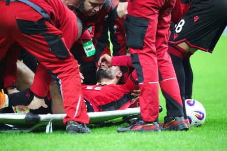 A visibly distraught Armando Broja left the field on a stretcher during Albania’s match against England in Tirana but could be fit to face Chelsea when they visit Turf Moor tomorrow.