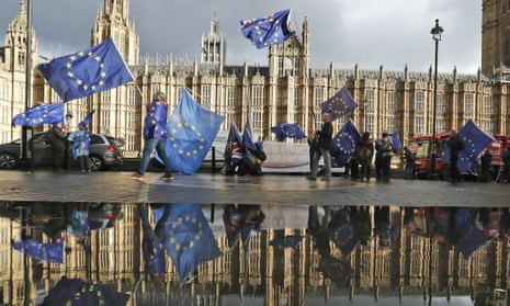 Remain EU protesters outside Houses of Parliament