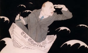 JL Garvin, editor at the outbreak of the first world war, and the arrival of Hitler, depicted in an illustration by Edmund Dulac dated 1915.