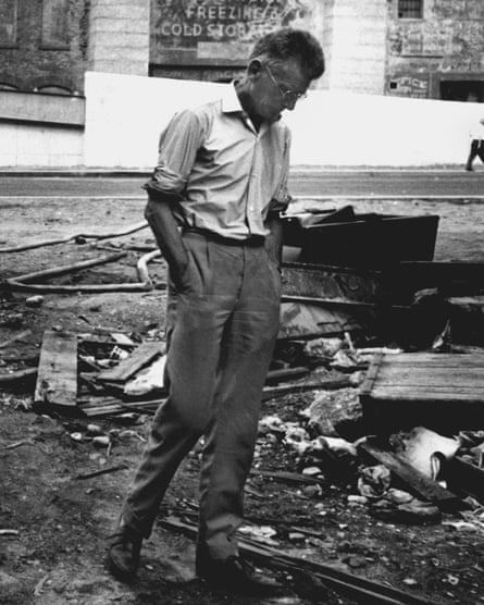 Samuel Beckett in New York in 1964, on the set of Film, his short film starring Buster Keaton.