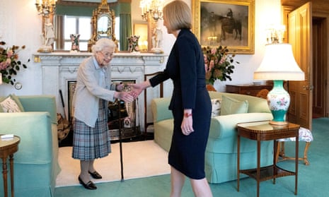 The Queen welcomed Liz Truss during an audience where she invited the newly elected leader of the Conservative party to become Prime Minister and form a new government, at Balmoral Castle, Scotland, on Tuesday.