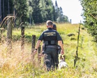 A Finnish border guard patrolling the border with Russia.