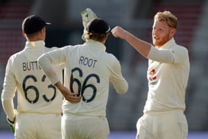 Ben Stokes celebrates the dismissal of Rizwan.