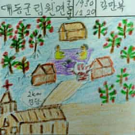 Manbok Kim’s drawing of her home in North Korea