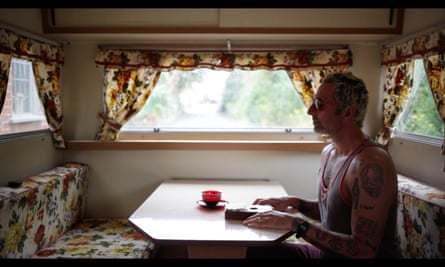 'A stray is an animal without a home' ... Scott Lavene in his caravan.