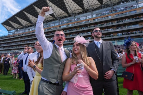 Racegoers reacts on the first day at Royal Ascot.