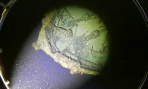 the bow of the Iron Crow on the sea floor