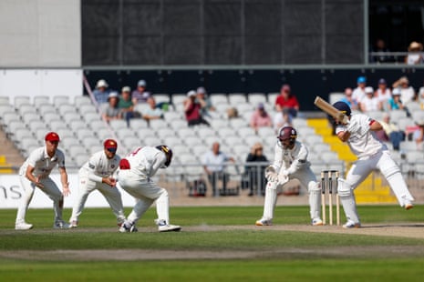 Ben Walkden on his way to 22, the highest score of Lancashire's innings.