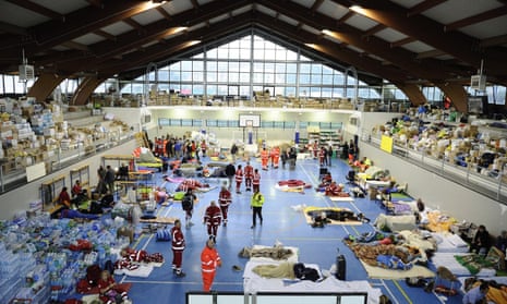 6.2 magnitude earthquake hits central Italyepa05509337 A general view ofrom inside a sports hall providing earthquake victims and rescue workers with temporary shelter after the earthquake in Amatrice, central Italy, 25 August 2016. The provisional death toll from Wednesday’s earthquake in central Italy has risen to 247, the civil protection agency said Thursday, 25 August. EPA/FLAVIO LO SCALZO