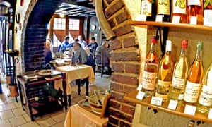 Interior scene of diners at L’Ambassade d’Auvergne, Paris.