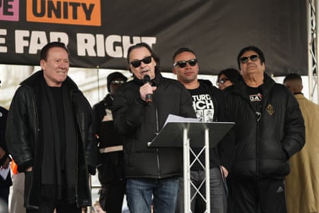 Members of UB40 speak in central London.
