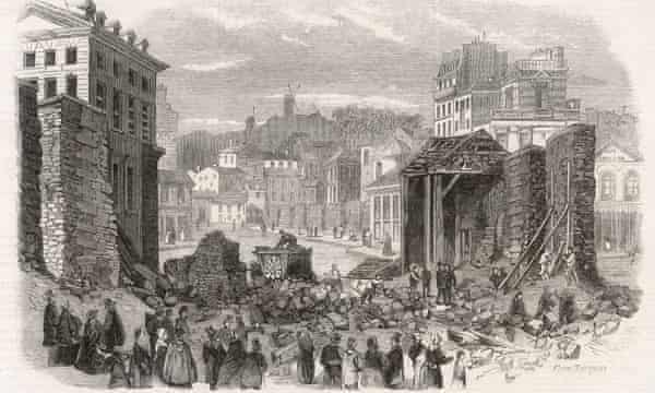 Eine Zeichnung des Wiederaufbaus von Paris unter Haussmanns Führung, um 1860.