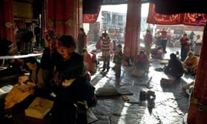 Pilgrims at the Jokhang Temple in Lhasa, 2007.