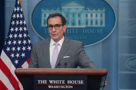 White House National Security Council strategic communications coordinator John Kirby tells reporters at the White House that Iran is facilitating attacks on US troops.