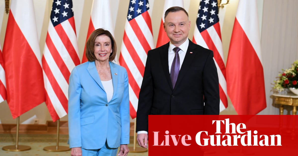 Pelosi meets with Poland’s president as Congress considers Biden’s $33bn Ukraine aid request – live