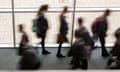 Secondary school pupils moving by a window in a school UK, blurred movement<br>PBXPFX Secondary school pupils moving by a window in a school UK, blurred movement