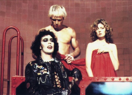 Tim Curry, Peter Hinwood and Susan Sarandon in The Rocky Horror Picture Show.