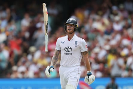 Ben Stokes tosses his bat in the air