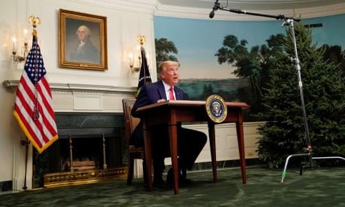 Mini Desk Tiny Hands Small Soul Trump Mocked For Giving Speech At Little Table Us News The Guardian