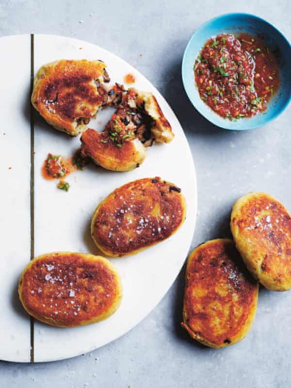 Alice Zaslavsky mushroom-stuffed potato zrazy with satsibeli