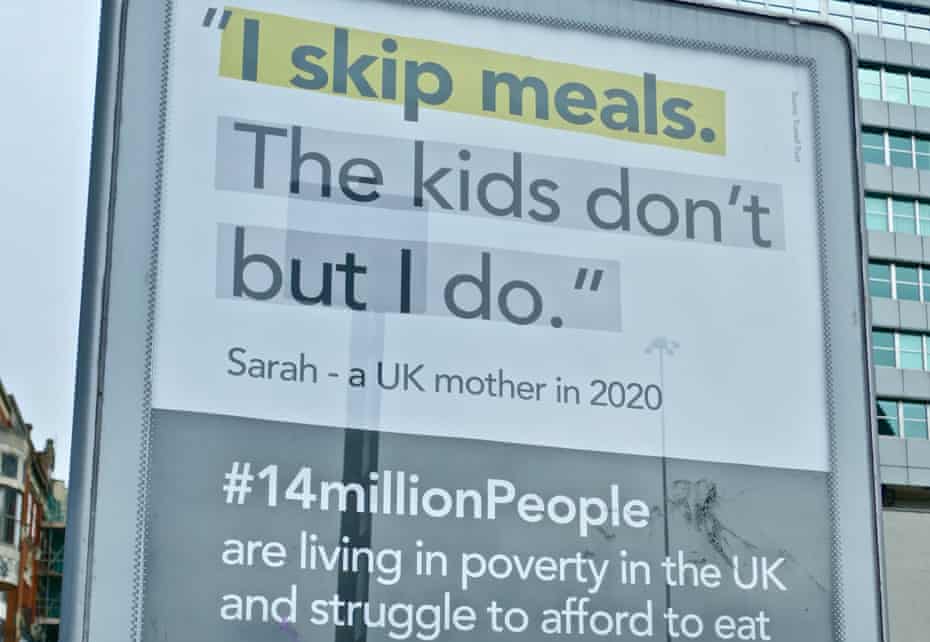 sign seeking help for UK poor