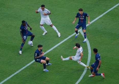 Real Madrid's Fran Garcia shoots astatine goal.