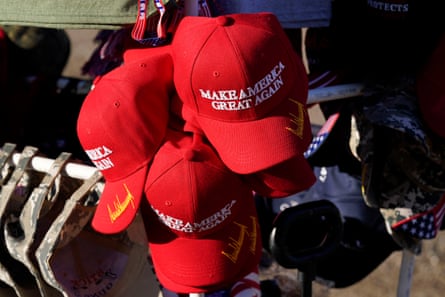 A stack of Maga hats.