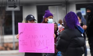 Amazon workers at a Staten Island warehouse strike in March.