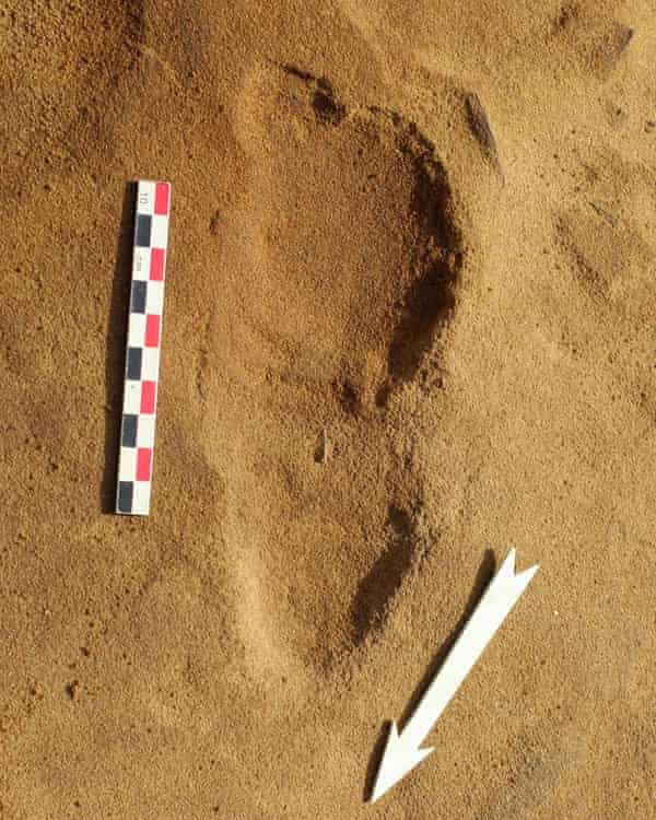 One of the Neanderthal footprints discovered at Le Rozel, France.