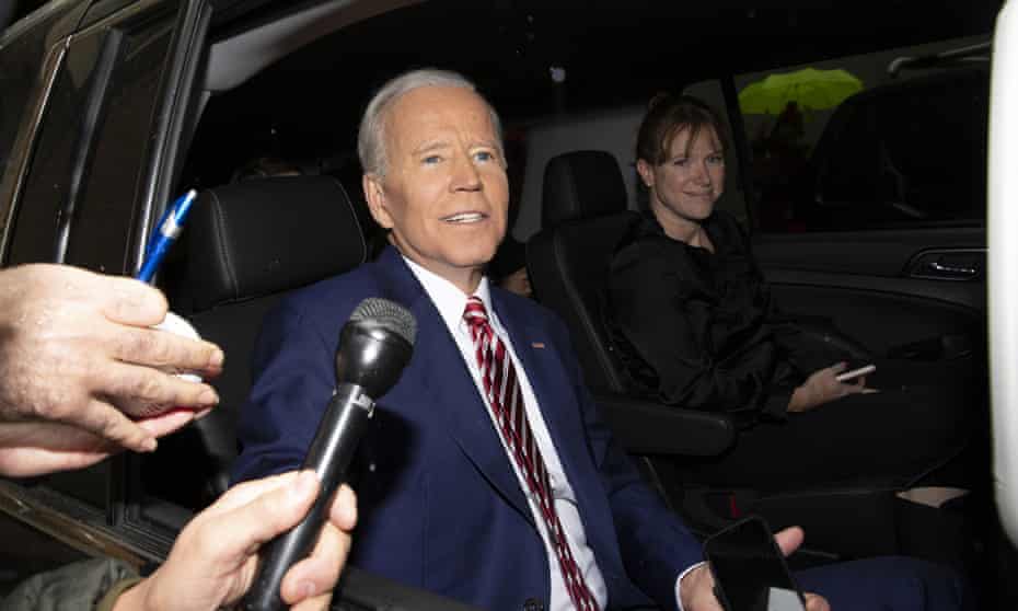 Joe Biden in New York on Friday. His campaign has raised $6.3m in the first 24 hours since his announcement.
